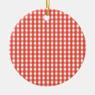 Ornamento De Cerâmica Padrão de Verificação de Gingham Vermelho