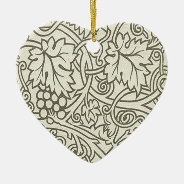 Ornamento De Cerâmica Padrão de videira verde cinza de William Morris (Frente)