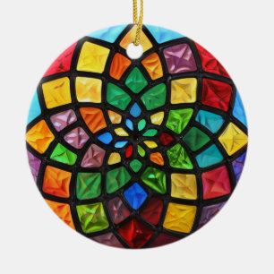 Ornamento De Cerâmica Padrão de Vidro Contido de Natal
