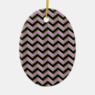 Ornamento De Cerâmica Padrão de Zigzag Preto Dourado Ametist