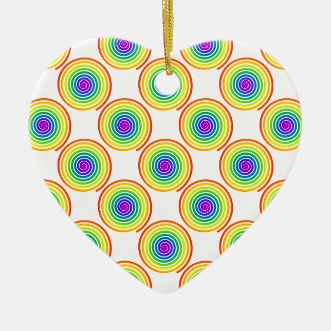 Ornamento De Cerâmica Padrão Espiral Arco-Íris (Frente)