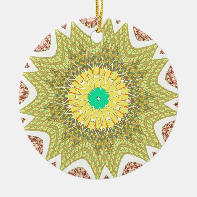 Ornamento De Cerâmica Padrão étnico Africano ouro YELLOW (Frente)