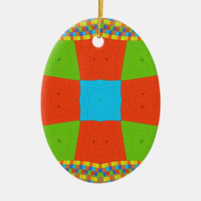 Ornamento De Cerâmica Padrão étnico europeu tribal (Frente)