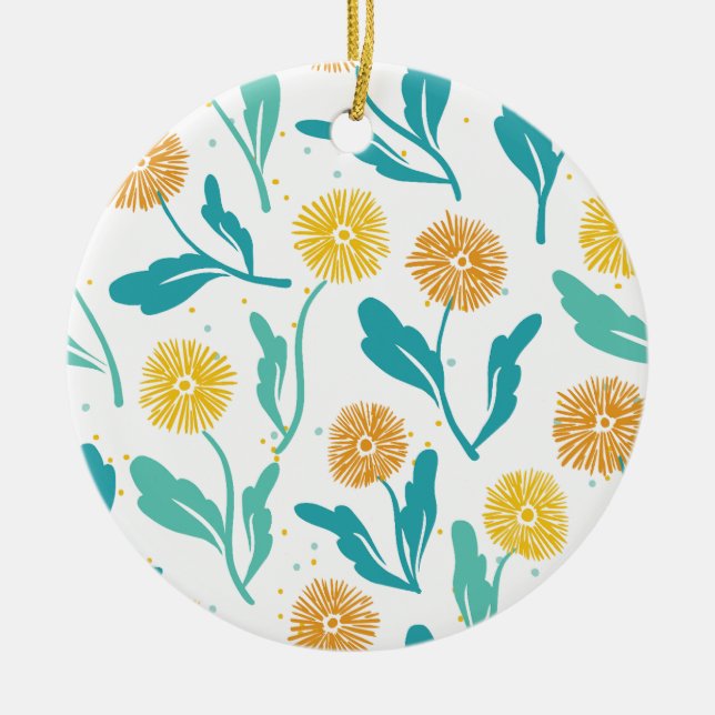 Ornamento De Cerâmica Padrão Floral de Dandelion Amarelo - Inspirado na  (Frente)