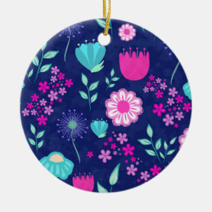 Ornamento De Cerâmica Padrão floral fofo de fundo