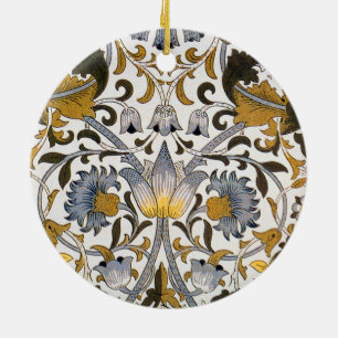 Ornamento De Cerâmica Padrão Floral William Morris Lodden: Azul Dourado