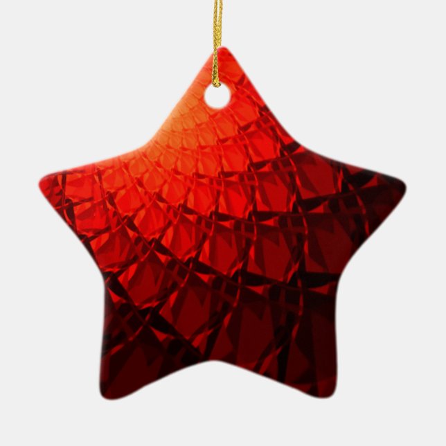 Ornamento De Cerâmica Padrão Fractal Vermelho (Frente)