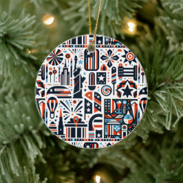 Ornamento De Cerâmica Padrão Generativo de 4 de Julho