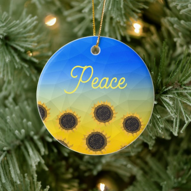 Ornamento De Cerâmica Padrão geométrico de malha na Ucrânia Girassóis Pa (Árvore)