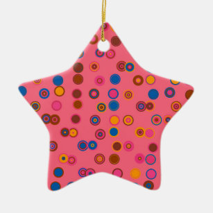 Ornamento De Cerâmica Padrão geométrico do círculo bublegum cor-de-rosa