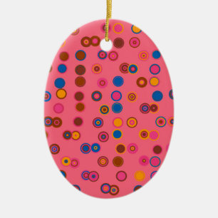 Ornamento De Cerâmica Padrão geométrico do círculo bublegum cor-de-rosa