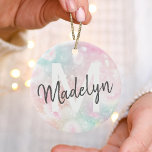 Ornamento De Cerâmica Padrão Girly De Pastel Com Glama Rosa<br><div class="desc">Personalize facilmente este padrão bonito de brilho do boque rosa com seu nome personalizado e/ou monograma.</div>