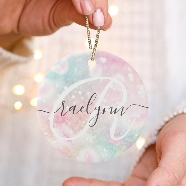 Ornamento De Cerâmica Padrão Girly De Pastel Com Glama Rosa (Criador carregado)