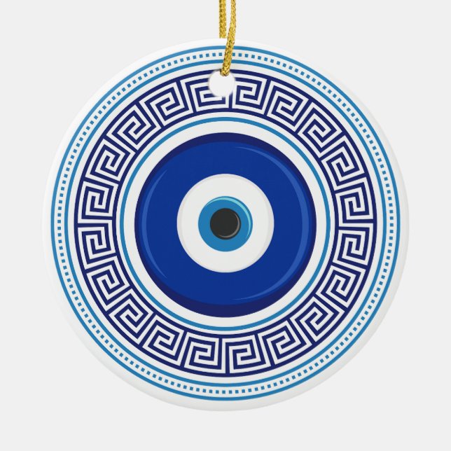 Ornamento De Cerâmica Padrão Grego - Amulet Nazar (Frente)