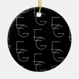 Ornamento De Cerâmica Padrão Inicial Moderno 2 | Preto e Branco