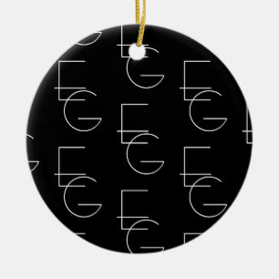 Ornamento De Cerâmica Padrão Inicial Moderno 2   Preto e Branco