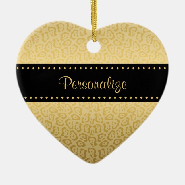 Ornamento De Cerâmica Padrão Jaguar Preto de luxo e Impressão Animal Dou (Frente)