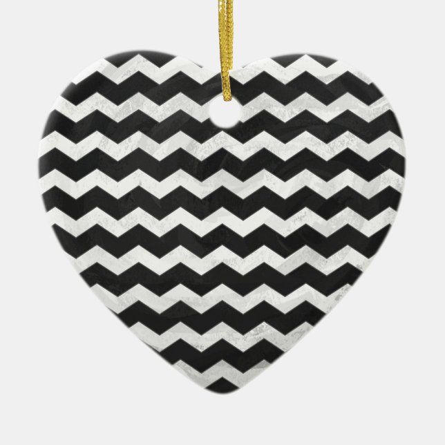 Ornamento De Cerâmica Padrão Kohl Black Chevron (Frente)