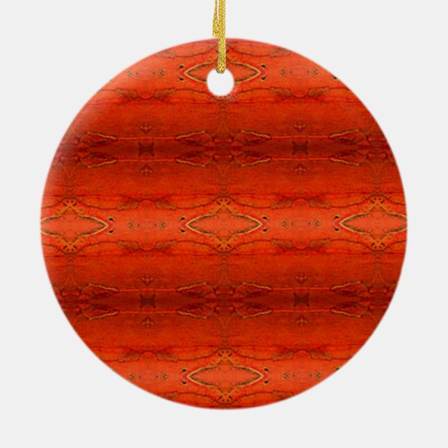 Ornamento De Cerâmica Padrão Laranja Aztec (Traseira)