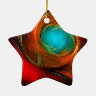 Ornamento De Cerâmica Padrão Legal de Abstrato de Arte Fina Azul Moderna
