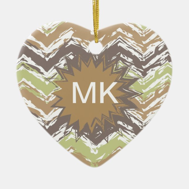 Ornamento De Cerâmica Padrão Melon Brandy Scribble ZigZag (Frente)