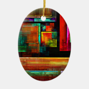 Ornamento De Cerâmica Padrão Moderno de Abstrato de Arte Quadrados Color
