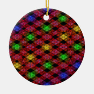 Ornamento De Cerâmica Padrão Multicolor De Verificação De Gingham