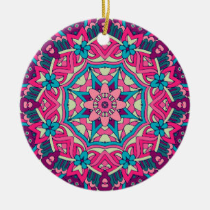 Ornamento De Cerâmica padrão perfeito de mandala colorida e charmoso ce