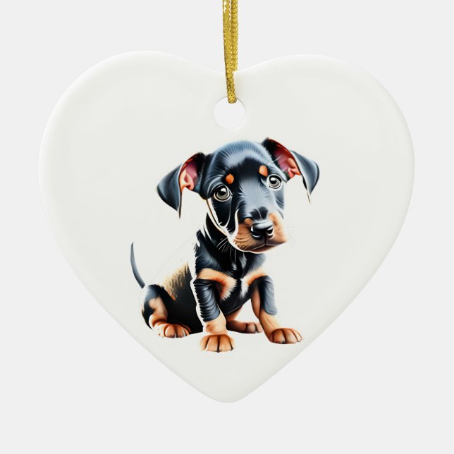 Ornamento De Cerâmica Padrão Personalizado Manchester Terrier Puppy (Frente)