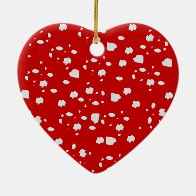 Ornamento De Cerâmica padrão ponto com toadstool vermelha (Verso)