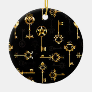 Ornamento De Cerâmica Padrão sem falhas com chaves de Ouro