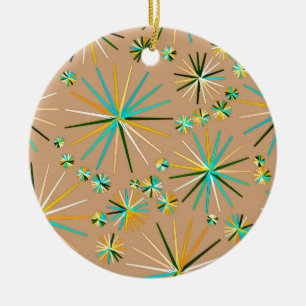 Ornamento De Cerâmica Padrão Sputnik do meio século, Taupe Tan