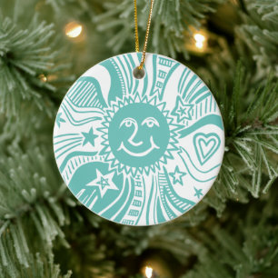 Ornamento De Cerâmica Padrão Sun Personalizado