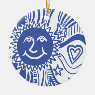 Ornamento De Cerâmica Padrão Sun Personalizado