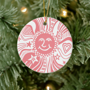 Ornamento De Cerâmica Padrão Sun Personalizado