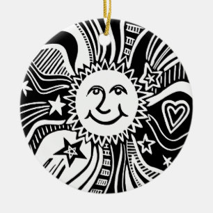 Ornamento De Cerâmica Padrão Sun Personalizado