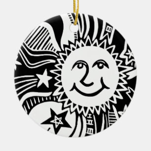 Ornamento De Cerâmica Padrão Sun Personalizado
