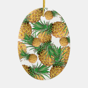 Ornamento De Cerâmica Padrão Tropical Yummy Pineapple