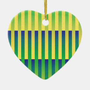 Ornamento De Cerâmica Padrão Verde Amarelo Azul Striped