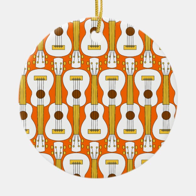 Ornamento De Cerâmica Padrão Vertical Ukulele (Frente)