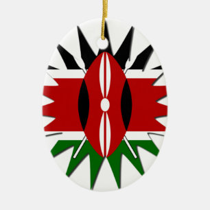 Ornamento De Cerâmica Padrão Vibrante da Bandeira do Quênia: Um Desenho