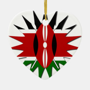 Ornamento De Cerâmica Padrão Vibrante da Bandeira do Quênia: Um Desenho