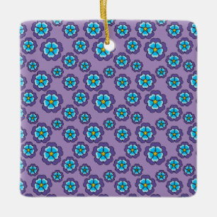Ornamento De Cerâmica Padrão Violet Blue Flowers
