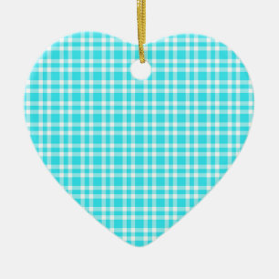 Ornamento De Cerâmica Padrão Xadrez Azul Branco