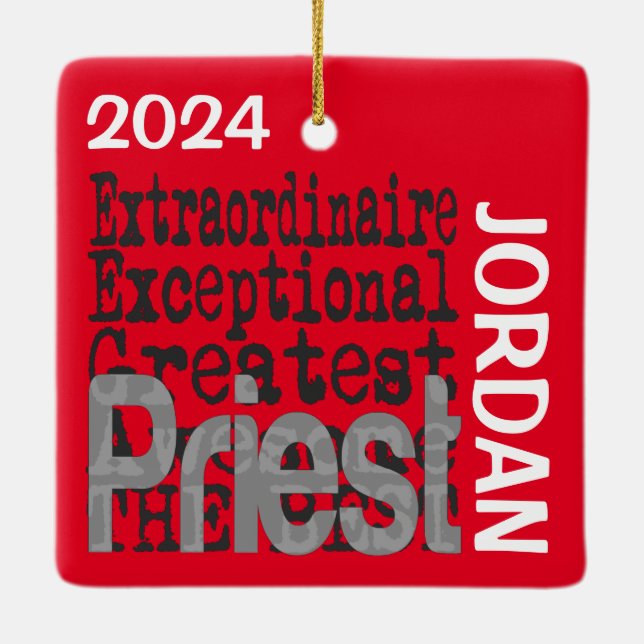 Ornamento De Cerâmica Padre Extraordinário PERSONALIZADO (Verso)