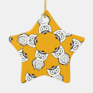 Ornamento De Cerâmica Padrões de Cartoon de Coroa Amarelo-Cute Animal