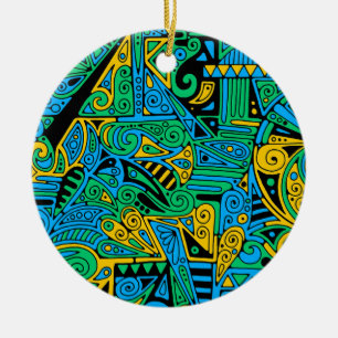 Ornamento De Cerâmica Padrões De Mão E Digitalmente Pintados Artigo 21º