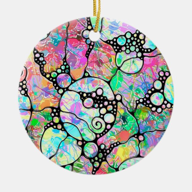 Ornamento De Cerâmica Padrões De Mão E Digitalmente Pintados Artigo 31º (Frente)