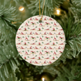 Ornamento De Cerâmica Padrões de Natal sem Costura do Pilates Reformer P
