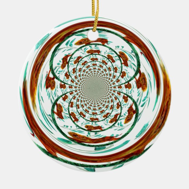 Ornamento De Cerâmica Padrões de Vida Selvagem de Leões Sujos (Frente)